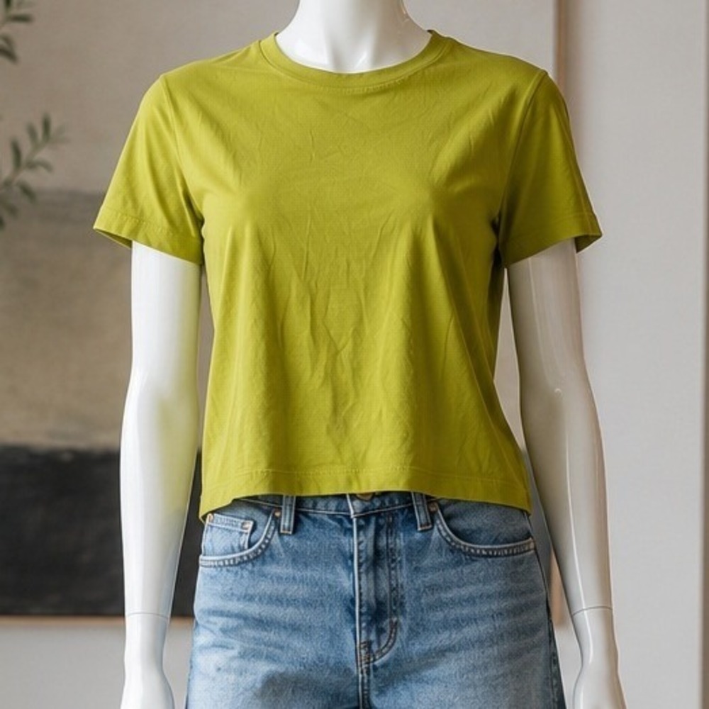 Everlane Womens T-Shirt Organic Cotton Box-Cut Chartreuse Green Small